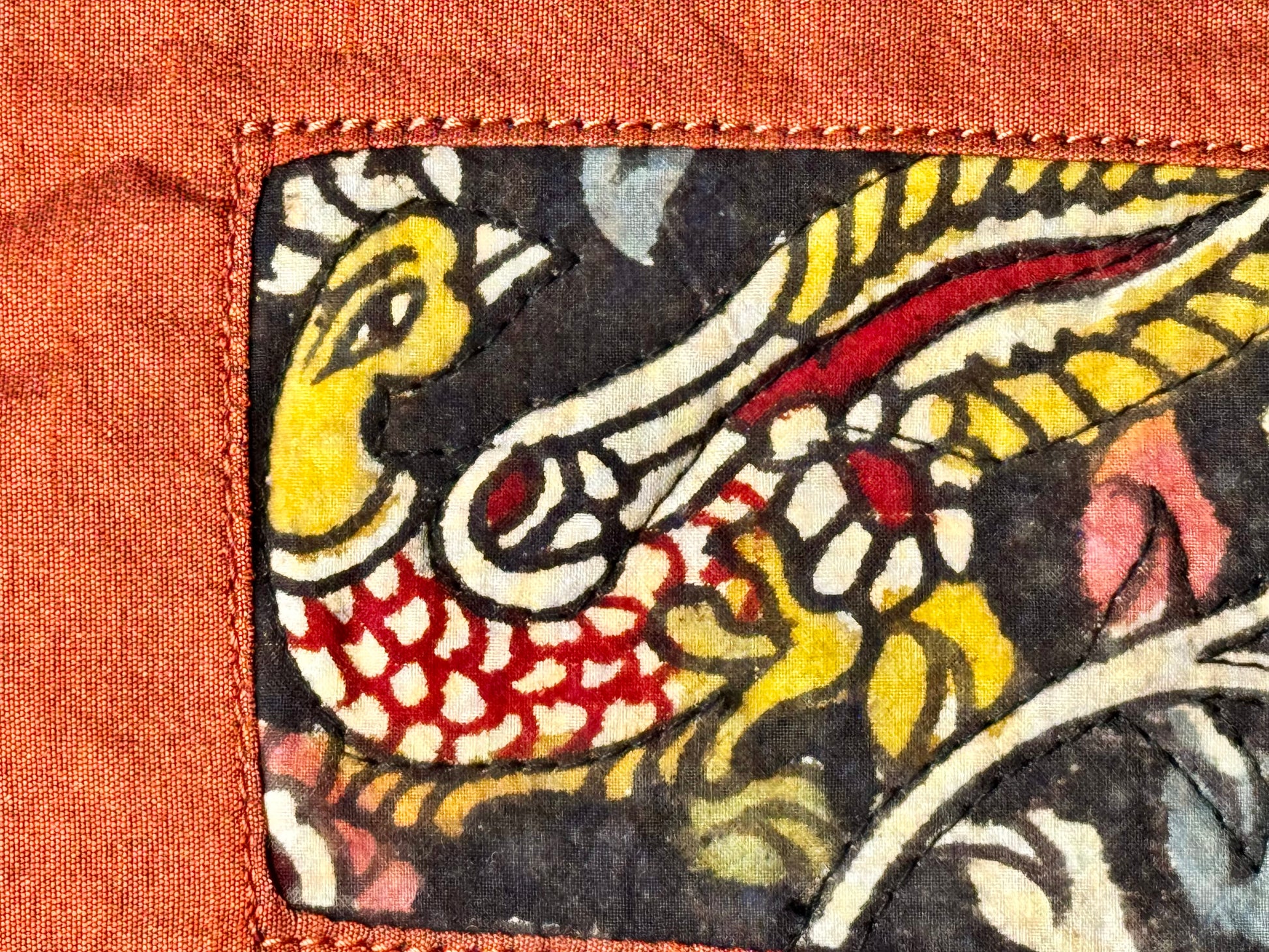 Peacock design in hand painted Kalamkari 