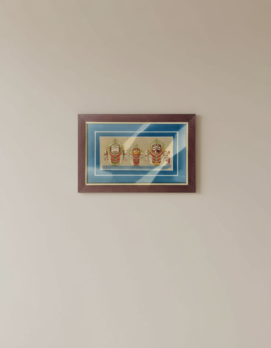Framed artwork on a beige wall