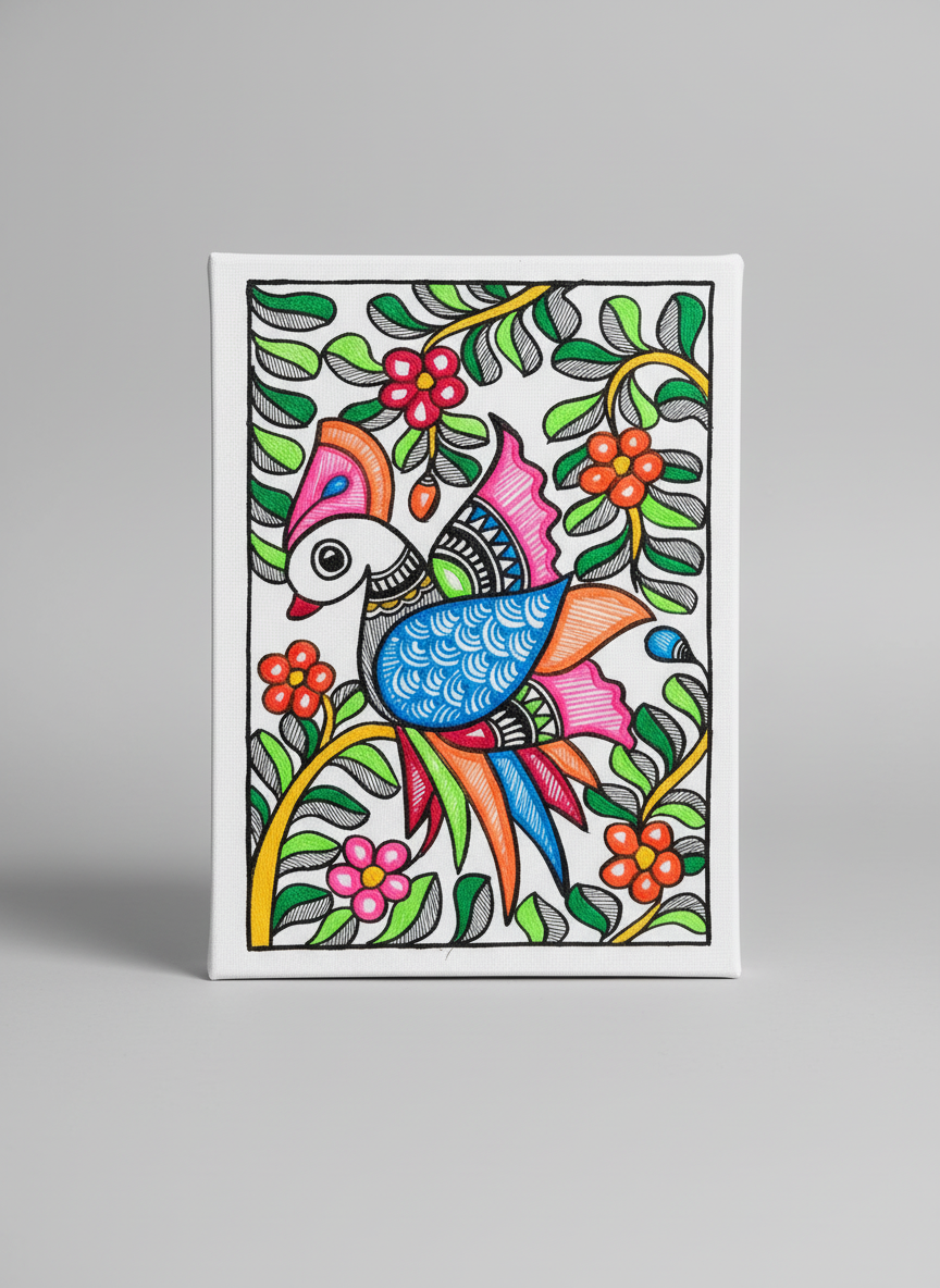 Colorful bird illustration on a white background