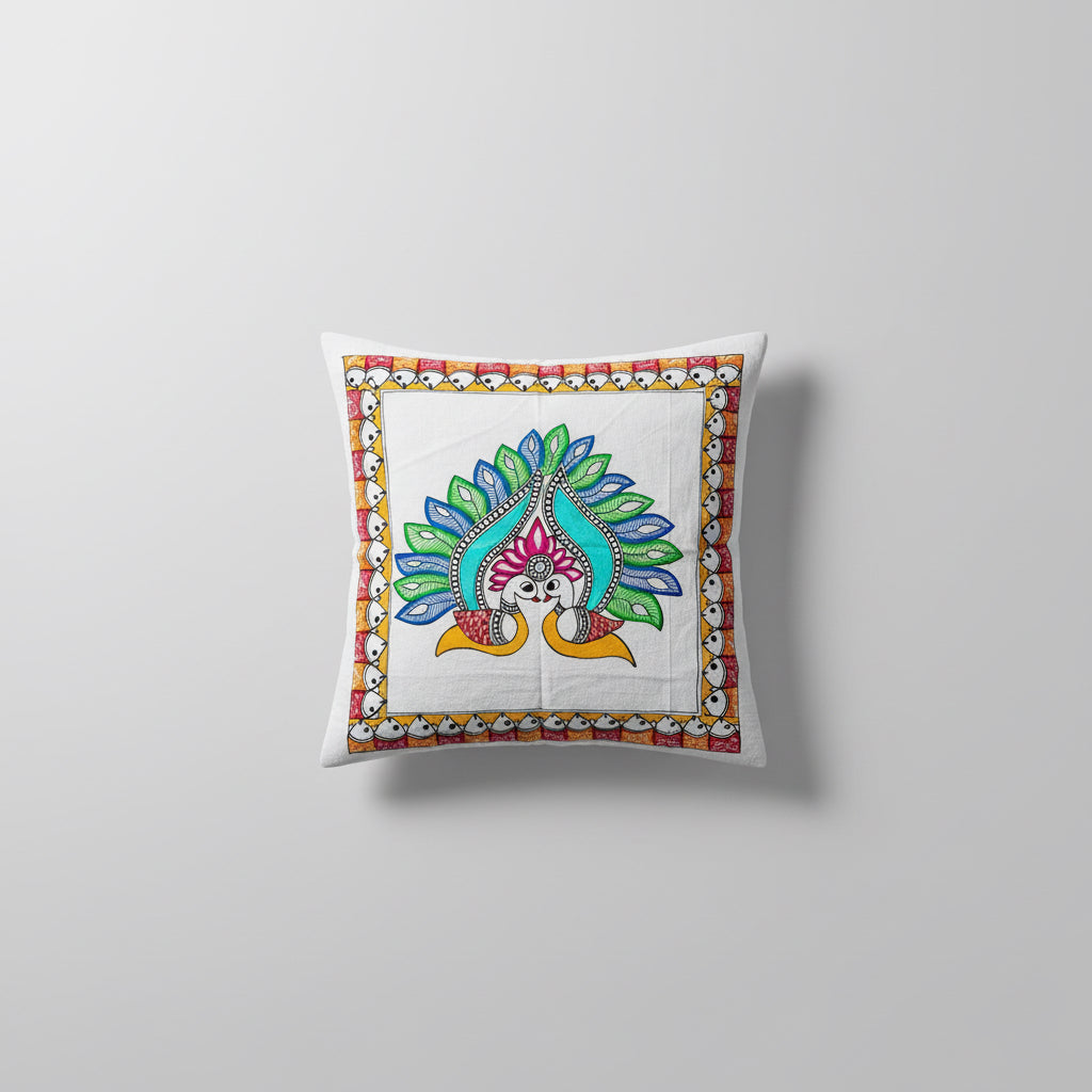Decorative wall art with a colorful design on a white background