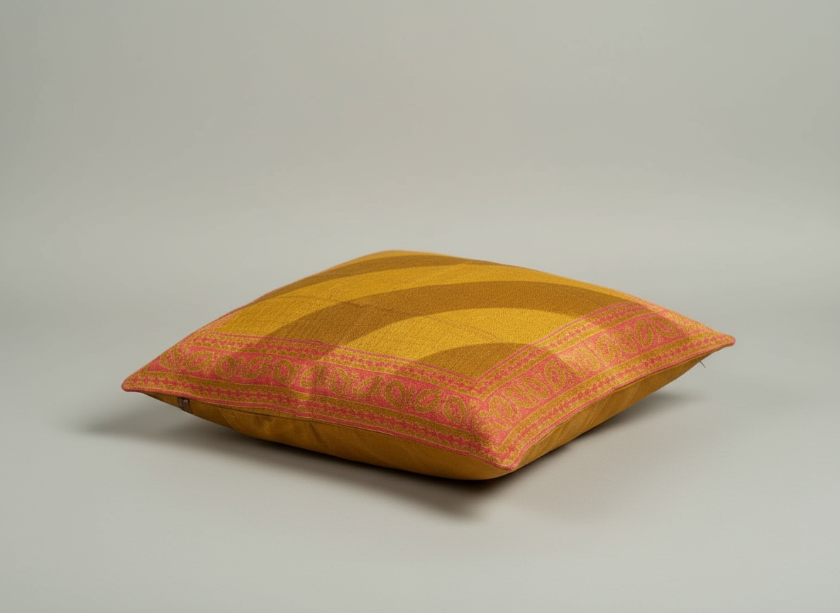 Decorative pillow with a geometric pattern on a plain background